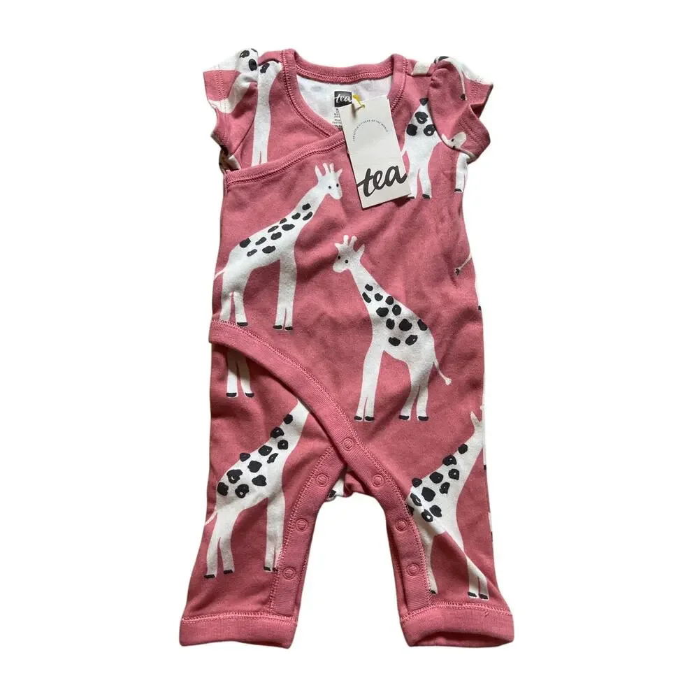 NWT Tea Collection Cap Sleeve Baby Romper Size New Born